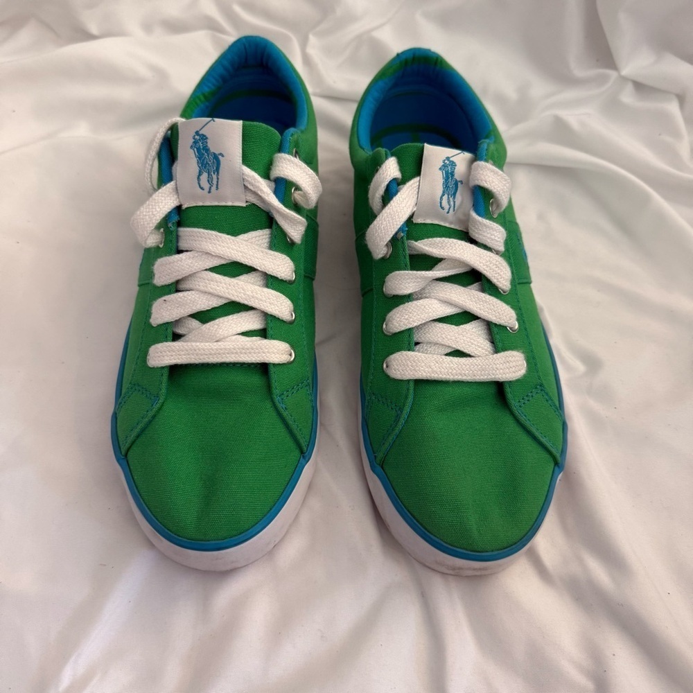 EUC Polo Ralph Lauren Gillian Canvas Logo Sneakers - Picture 2 of 8